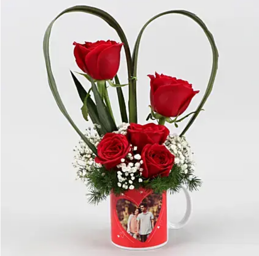 Red Roses In Personalised In-Love Mug
