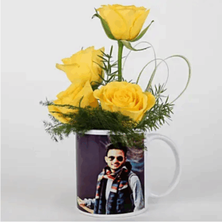 Yellow Roses in Personalised Mug