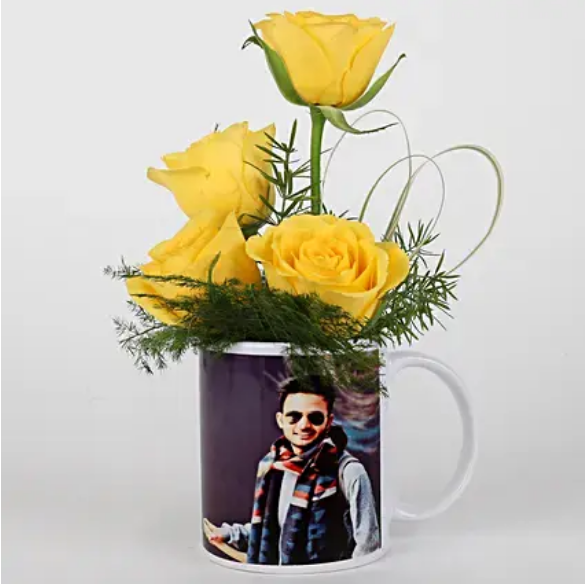 Yellow Roses in Personalised Mug