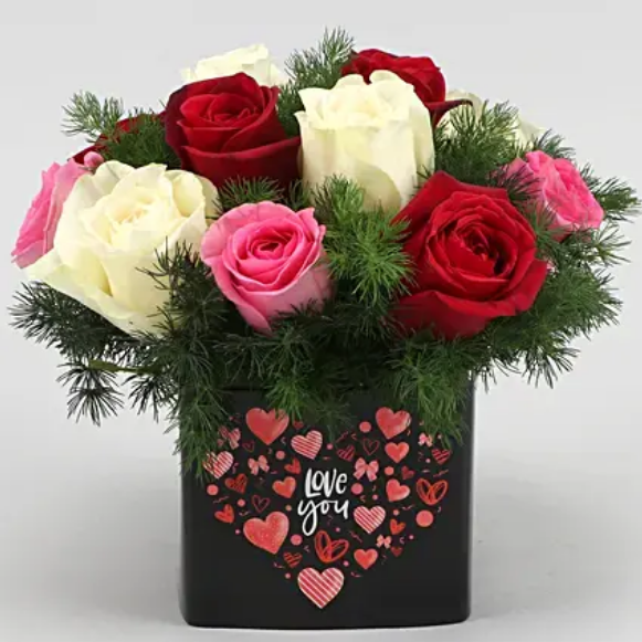 Roses In Love You Sticker Vase