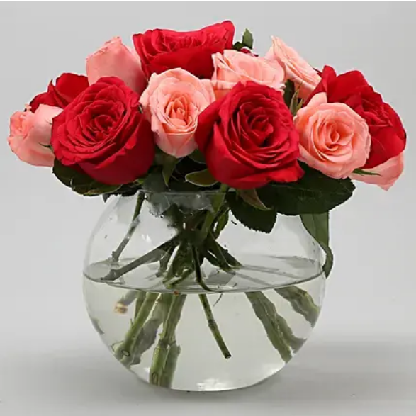 Exotic Mixed Roses Glass Vase