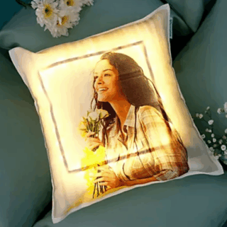 Personalised Yellow LED Cushion