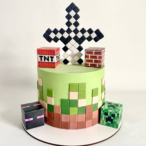 Mine Craft Theme Cake