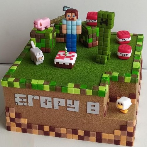 Mine Craft Theme Cake